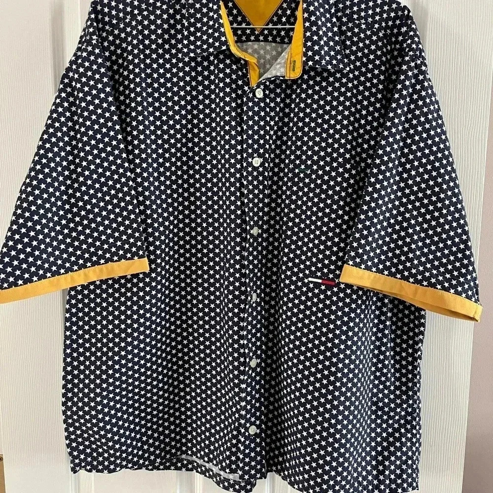 Tommy jeans men button up shirt short sleeve stars print size XXL